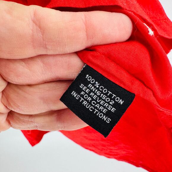 J. Peterman Embroidered Cotton Tunic Top Red-Orange Boho Peasant Style Small - Picture 4 of 8